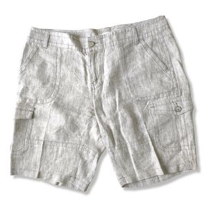 CAbi Linen Cargo Shorts 16 Natural With Pockets Bermuda Length